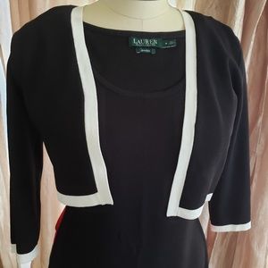 Knee length black and white dress w/bolero